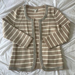Quarter Sleeve Striped Cardigan